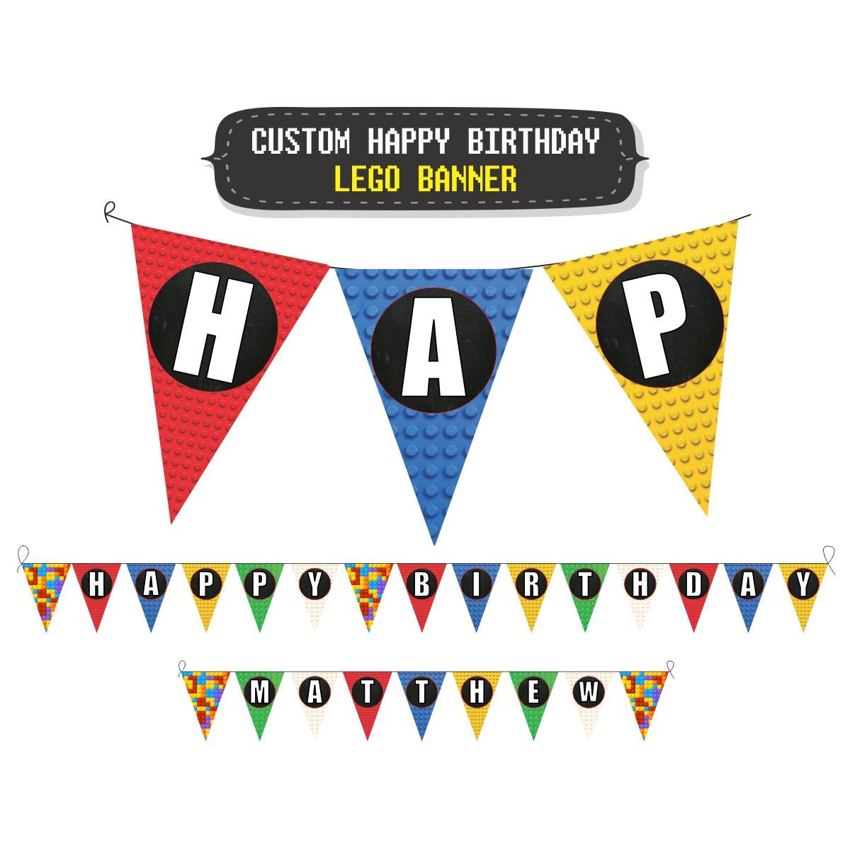 Custom Lego Birthday Party Banner Lego Happy Birthday by 800Canvas