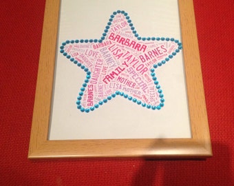 Personalised word cloud framed photograph