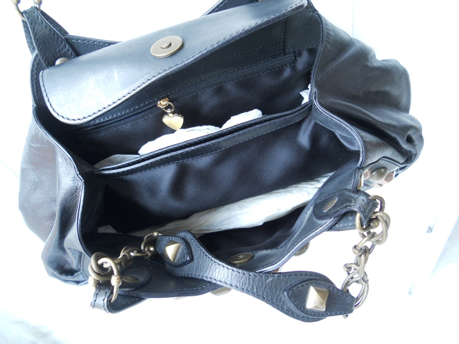 MOSCHINO Italian Vintage original bag genuine leather black