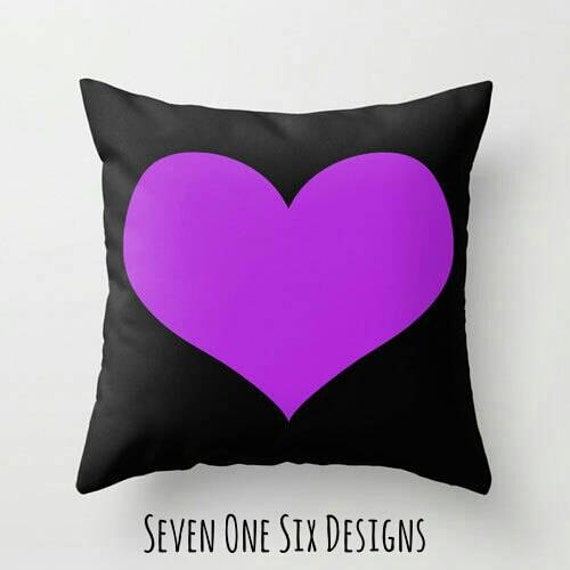 Purple Heart Pillow Decorative Pillow Purple by sevenonesixdesigns
