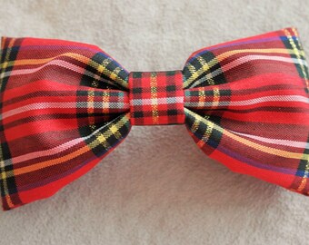 Christmas Red Plaid Hair Bow Clip