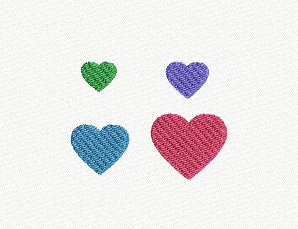 Mini Heart Machine Embroidery Design 4 Sizes