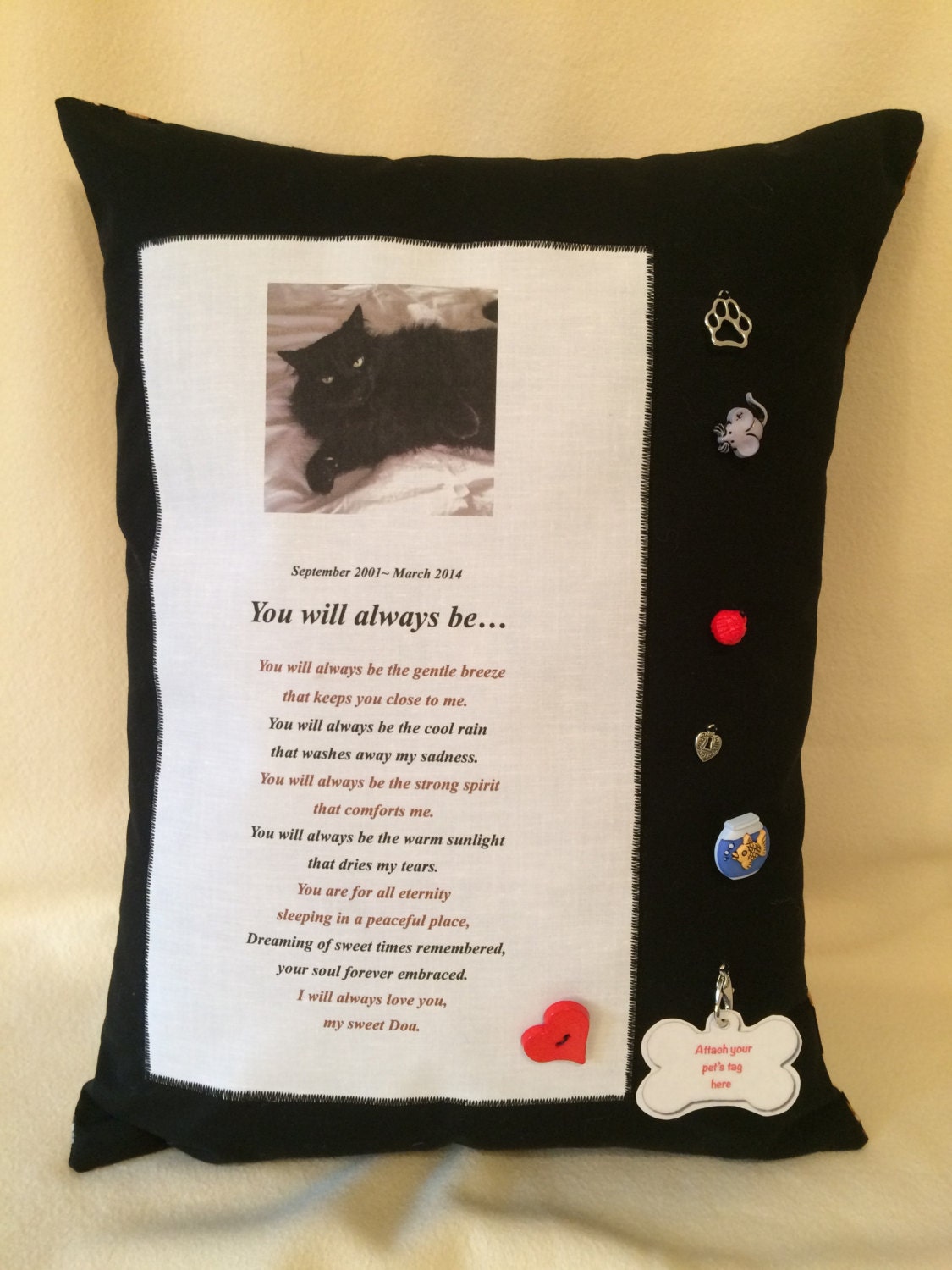 cat memorial pillow