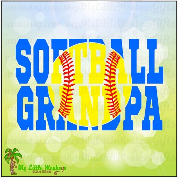 Softball Grandpa Knockout Design Digital Clipart Instant