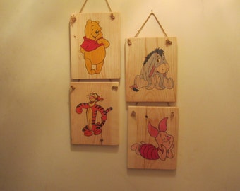 Winnie-the-Pooh 4 Character Wood Sign Set - Pooh, Eeyore, Tigger, Piglet