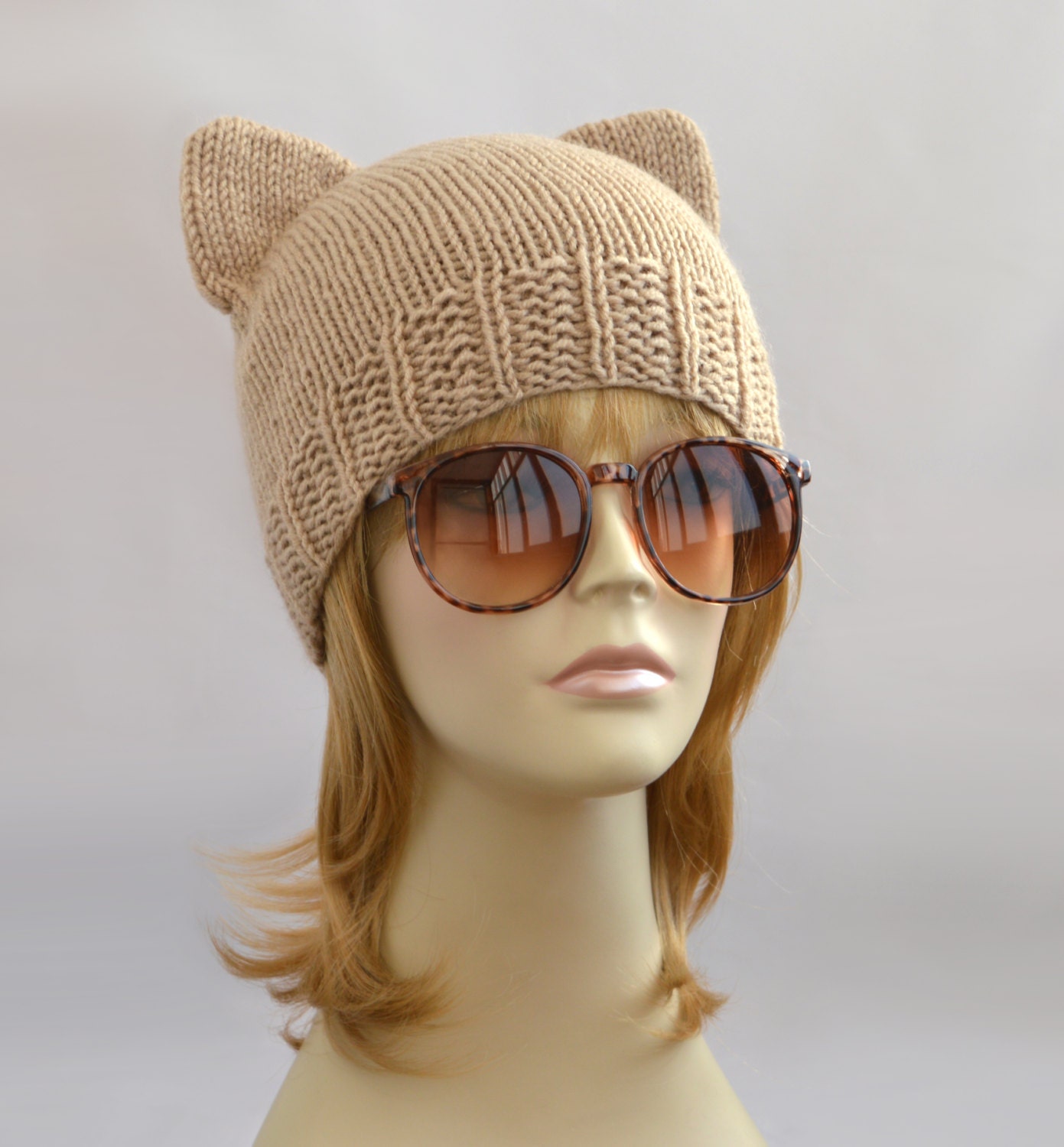 beige cat hat knit cat ear hat or cat beanie womens cat hat beige cat hat knit cat ear hat or cat beanie womens cat hat