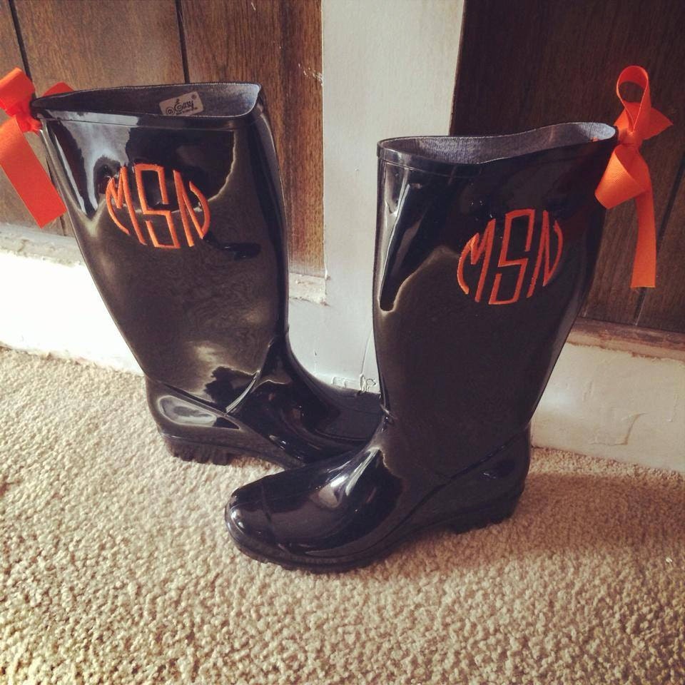 Black Monogrammed Rain Boots by AikensUniqueGiftique on Etsy