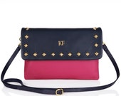 Dark blue genuine leather woman shoulder bag, dark blue genuine leather woman shoulder purse by Katerina Fox