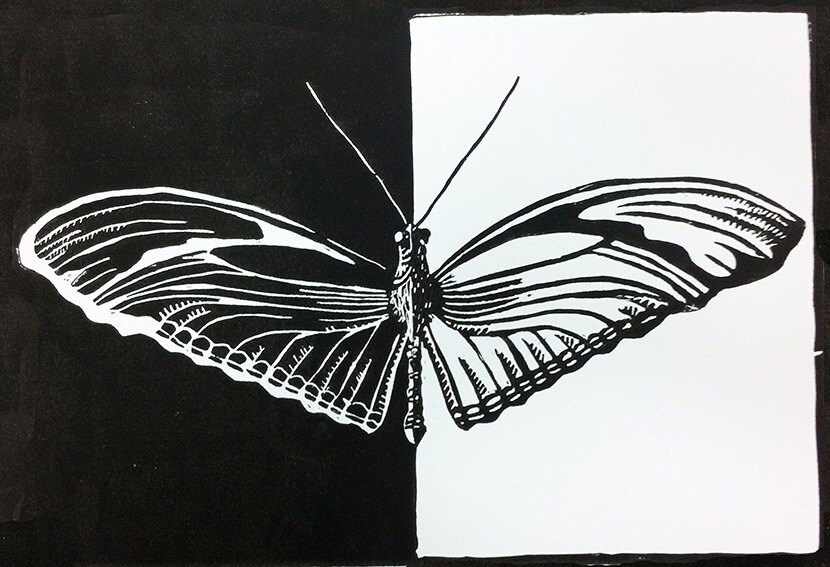 original linocut Butterfly