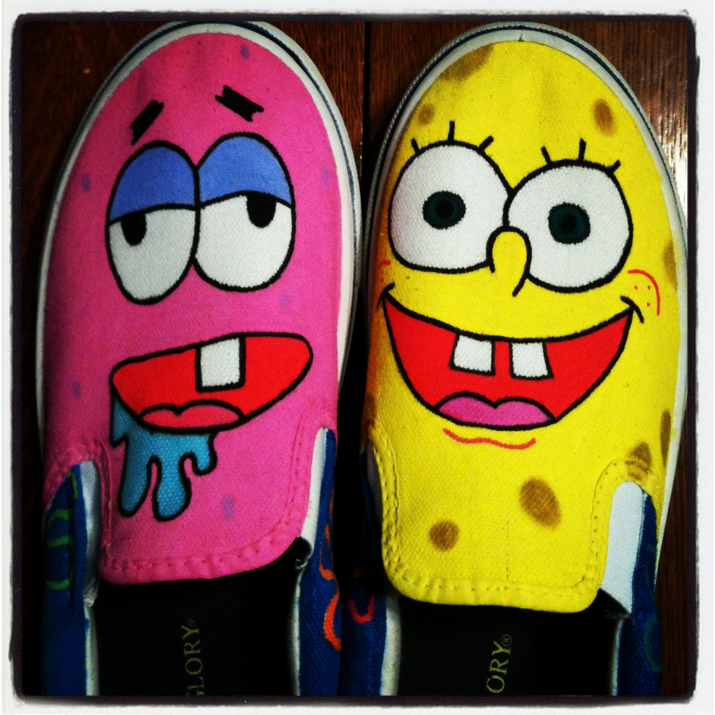 Spongebob Squarepants and Patrick Star Shoes by MostlyArts on Etsy