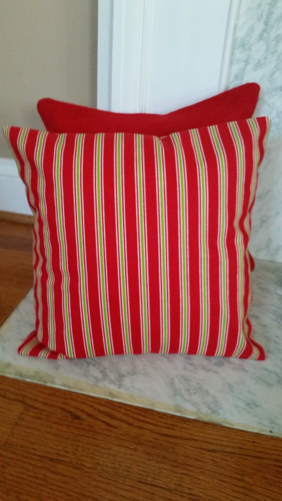 Pillow Cover with Velcro Closure Red with Chartreuse and