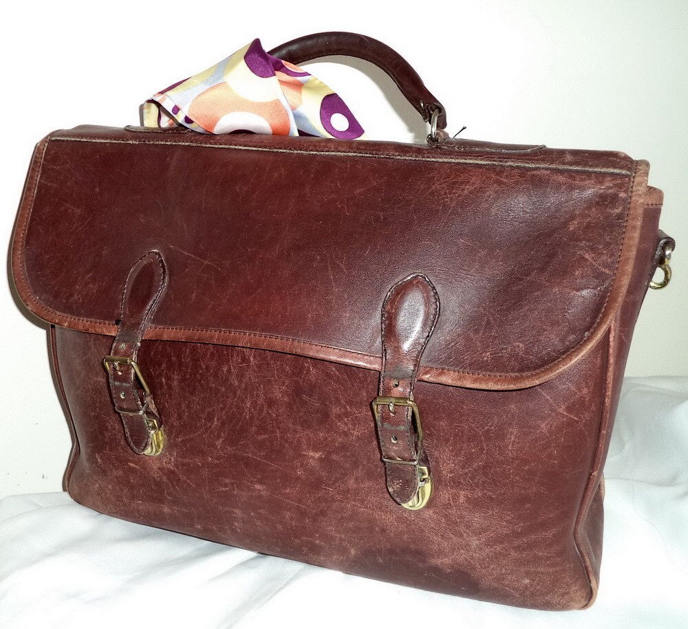 ROOTS Canada Boho Brown Messenger Bag 70s Satchel Briefcase