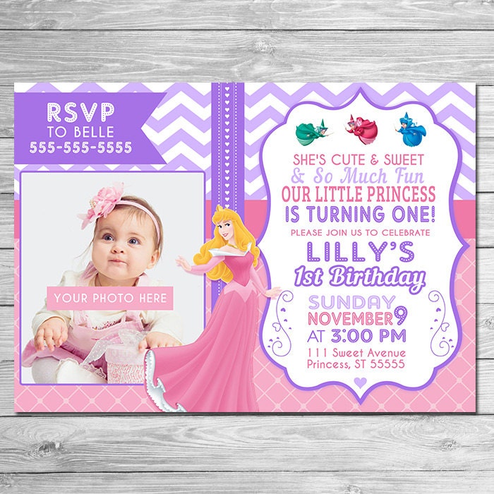 ON SALE Sleeping Beauty Invitation Photo Invite // Sleeping