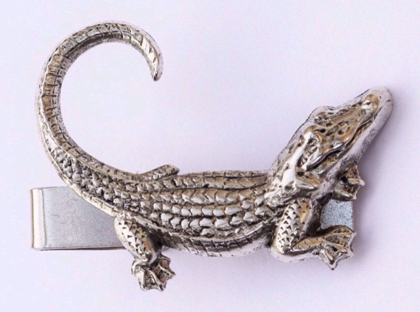 Tie Clip Antique Silver Men's Tie Clip by LuckySteamWorld on Etsy