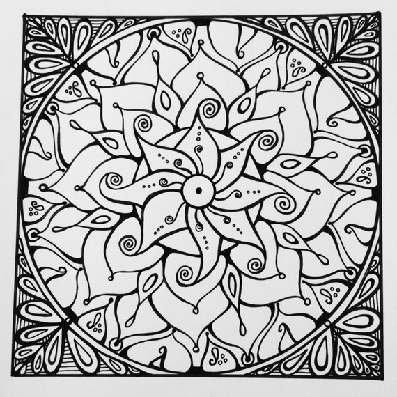 Samdala_001 Square Mandala design to color by MandalaShambala