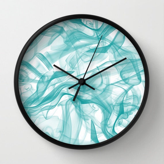 Unique Wall Clocks Teal Clock Turquoise Clock by DesignbyJuliaBars