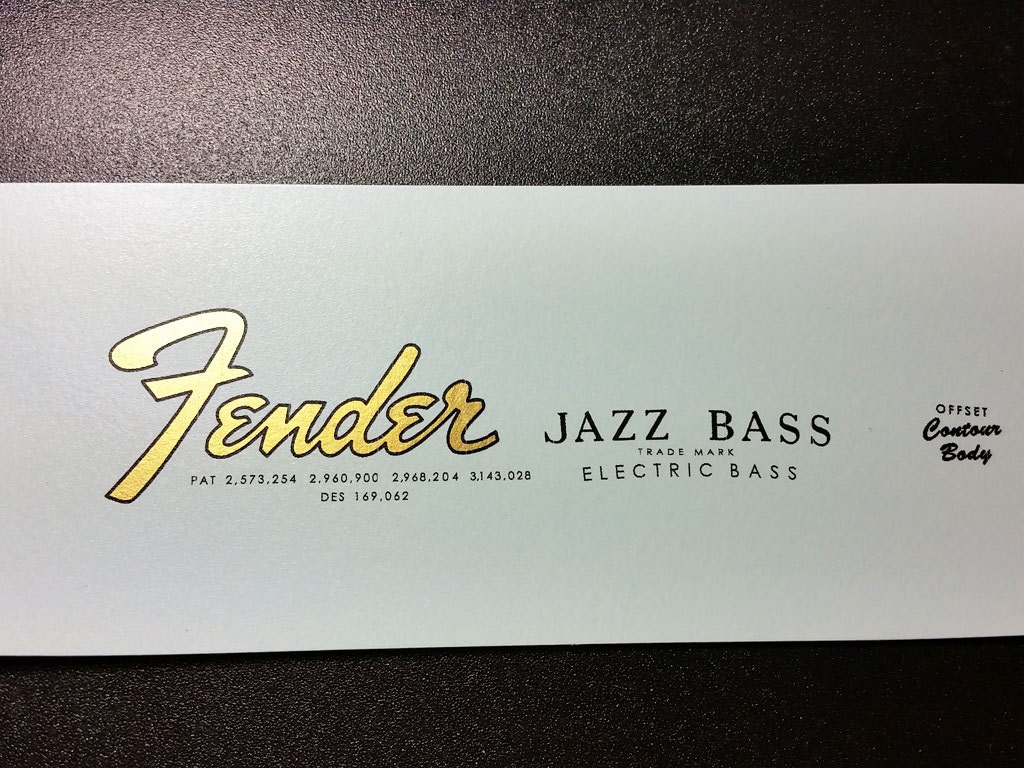 Vintage T Style Fender Jazz Bass Waterslide Decal By Codydecalart