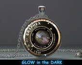 Glowing Pendant Vintage Camera Lens, Pendant Glow in the DARK, Glowing Jewelry, Glowing Necklace, Glowing Photo