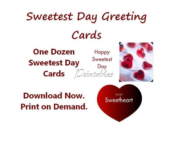 Sweetest Day Printable Greeting Cards Lot of 12 by CyberNation