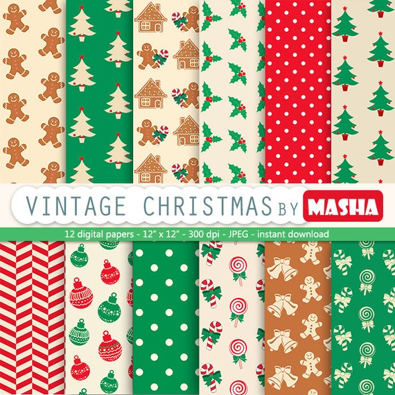 Items similar to CHRISTMAS DIGITAL PAPER pack, christmas scrapbook paper, christmas digital