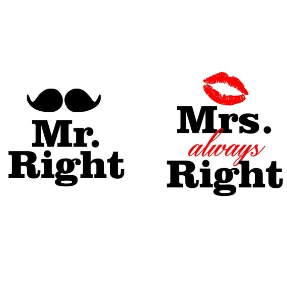 Mr. Right Mrs. Always Right couple's coffee mugs by ARStills