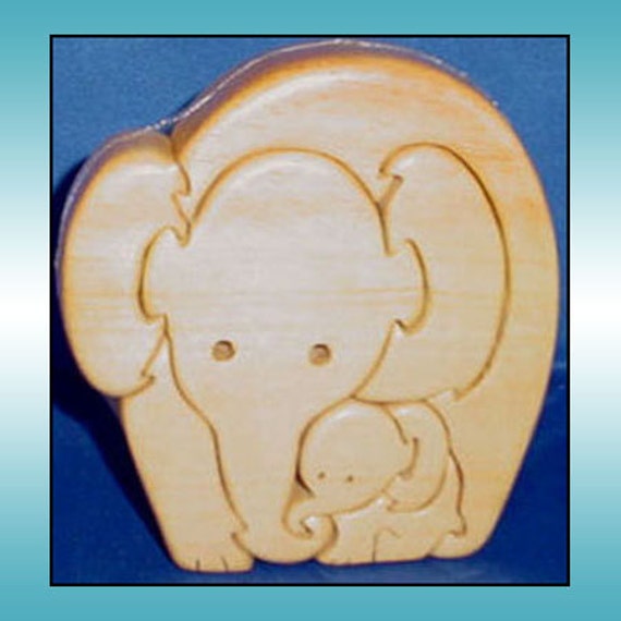 Mother Elephant with Baby Scroll Saw Wood Animal by TnAntiqueShack