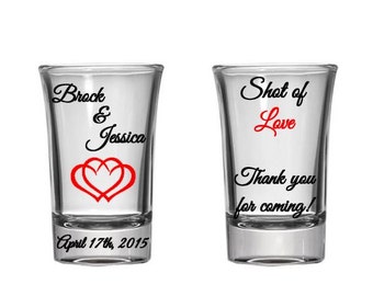 Personalized Wedding Shot Glasses Wedding Favors 1.5oz Glass Shot Glasses Custom Personalized Wedding Favors