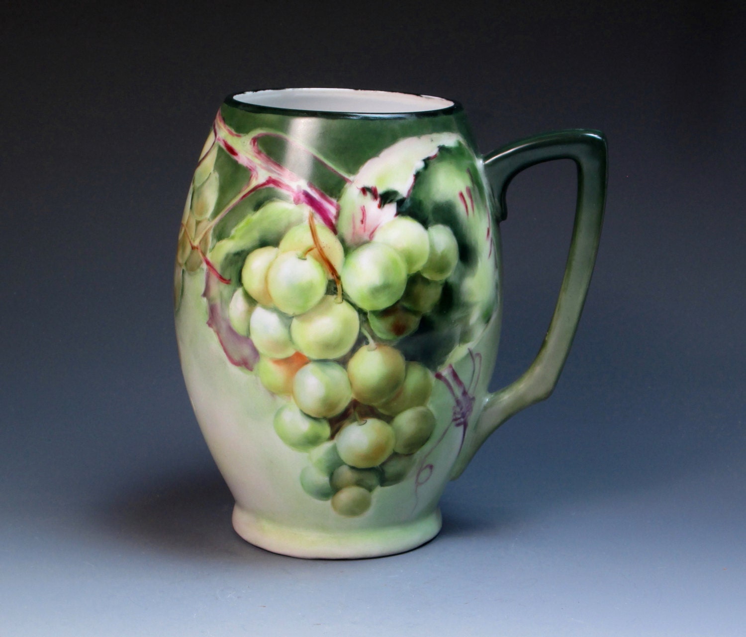 Antique2 Hand Painted Limoges Porcelain Mug with Grapes