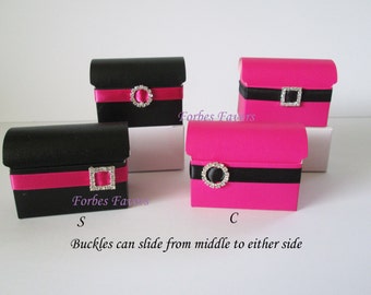 Silver Square Rhinestone Buckle Favor Box