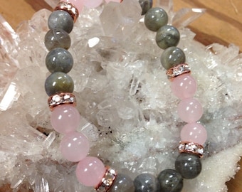 Rose quartz and Labradorite bracelet