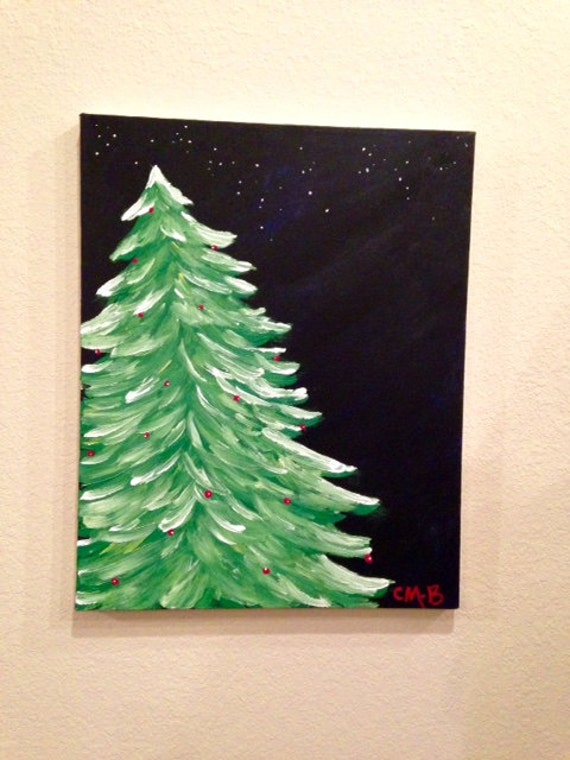 Items similar to Christmas Tree Canvas Painting 16x20 Portrait Unframed ...