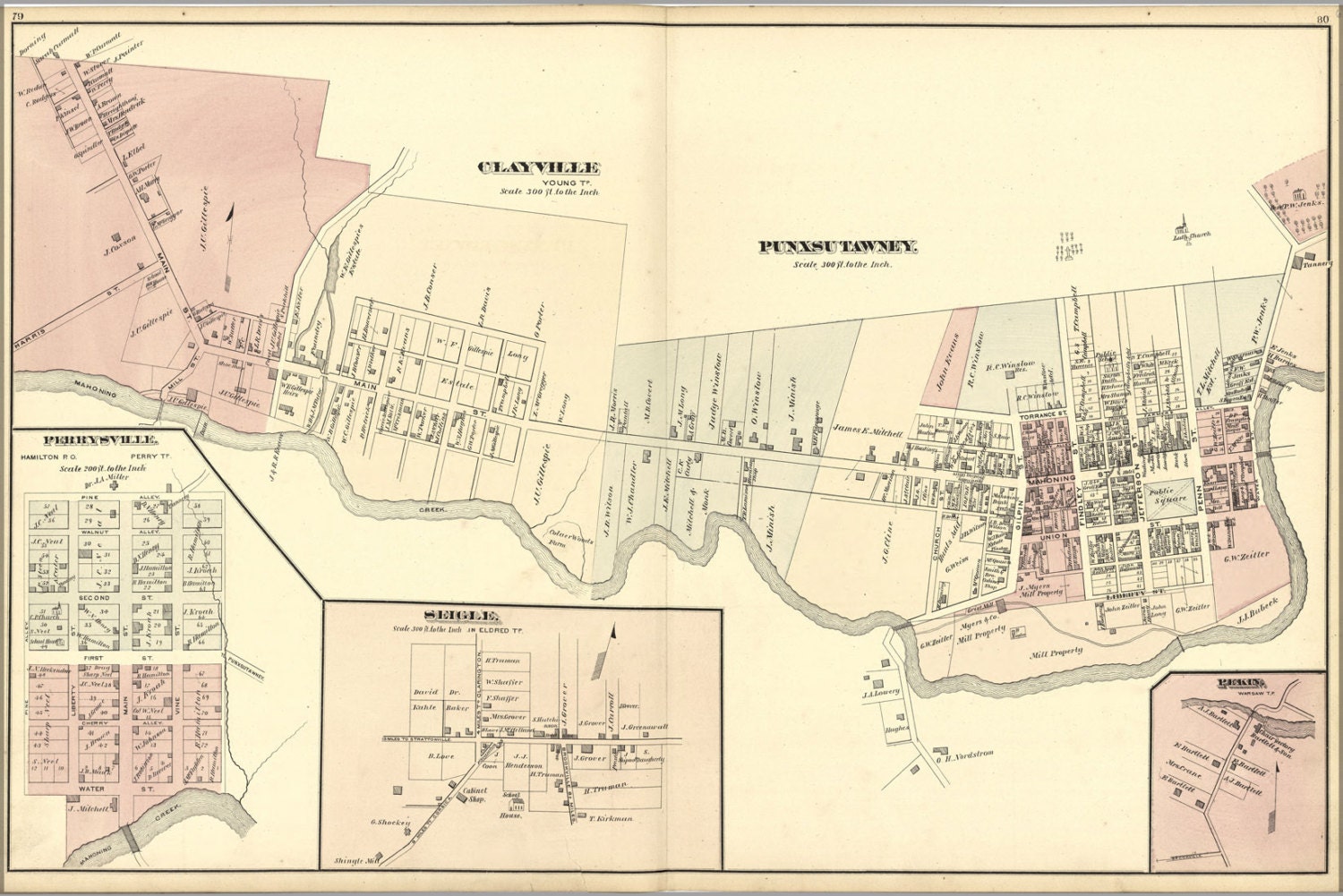 24x36 Poster 1878 Map Of Clayville Punxsutawney Pennsylvania