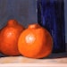 Citrus Painting, Minneola Tangelos and Blue Bottle Still Life Painting by Aleksey Vaynshteyn