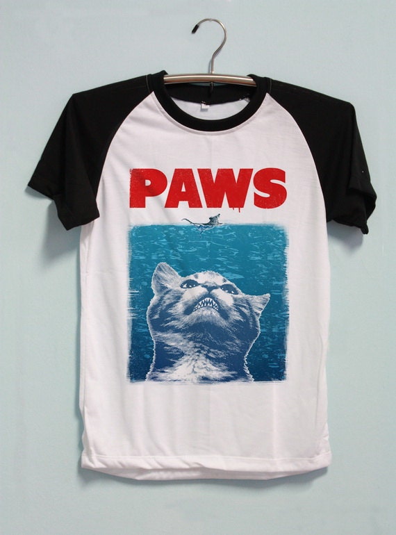 Paws Shirt Cat Tshirt Short Sleeve Unisex Baseball by Pennapa8899