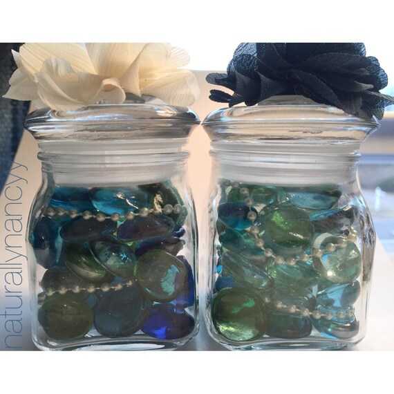 Items similar to Two Decorative Blue themed 4oz jars on Etsy