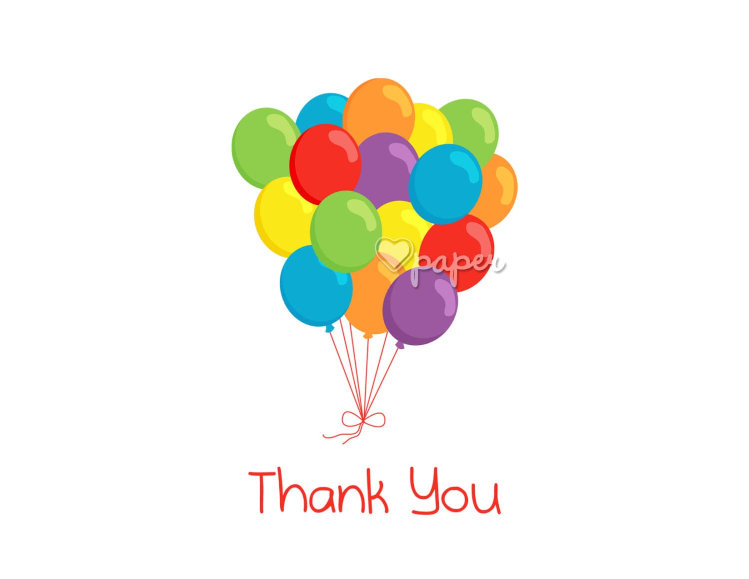 Rainbow Balloons Printed Thank You Cards Folded Flat by HartPaper