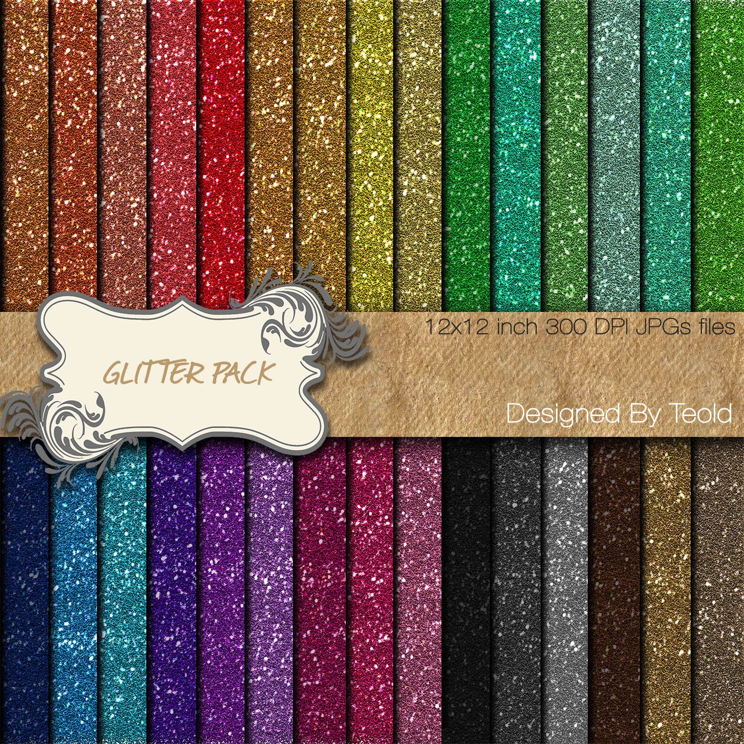DIGITAL SCRAPBOOKING GLITTER paper digital 12x12 by TeoldDesign