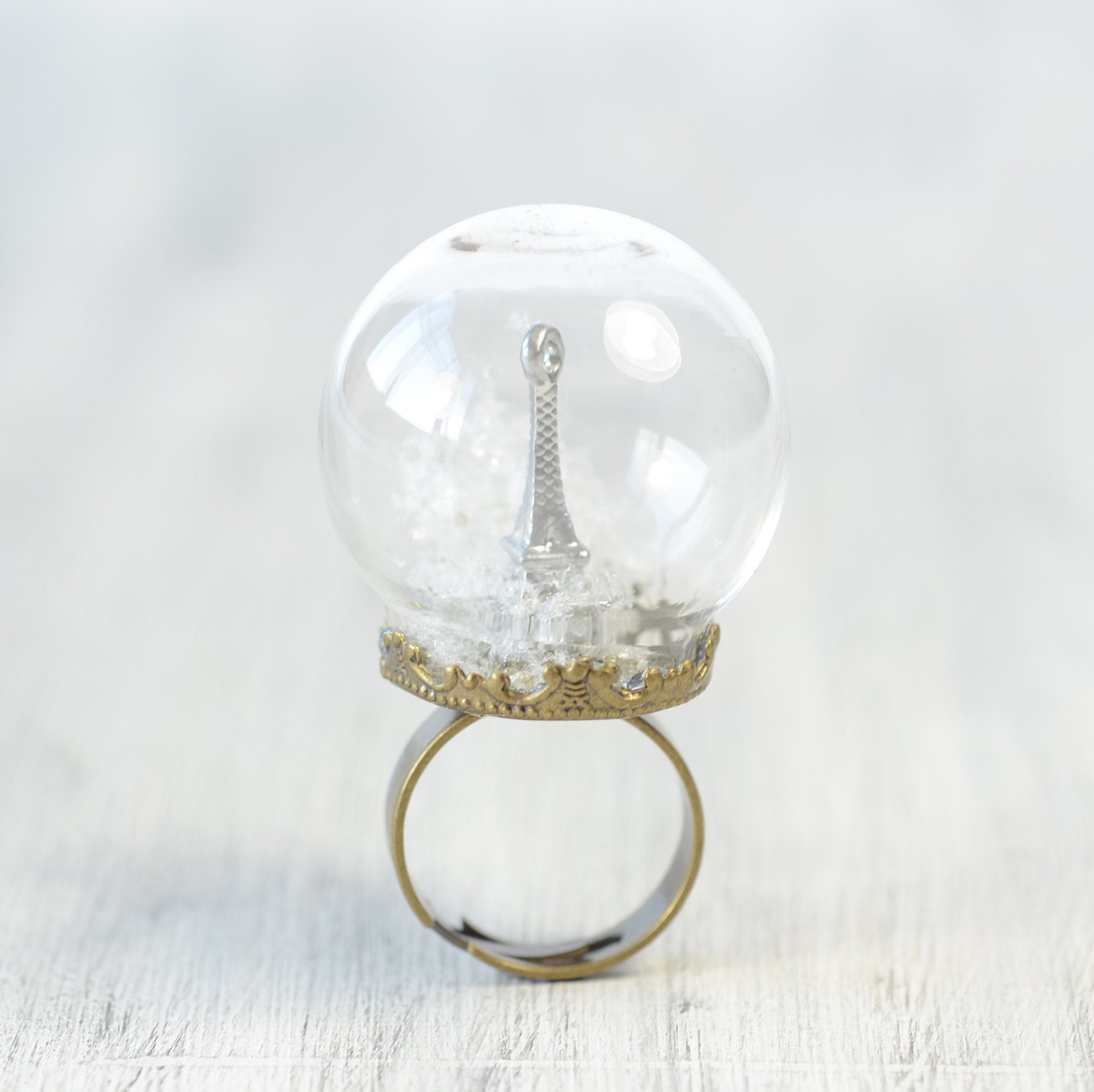Snow globe ring glass dome Adjustable Ring Base mini