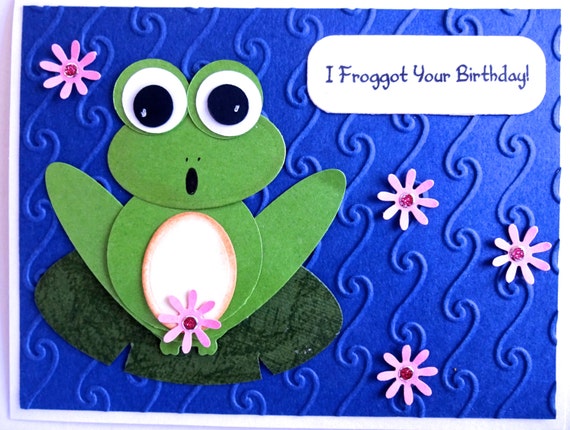 Items similar to Funny Happy Birthday, Frog Card, Belated Birthday ...