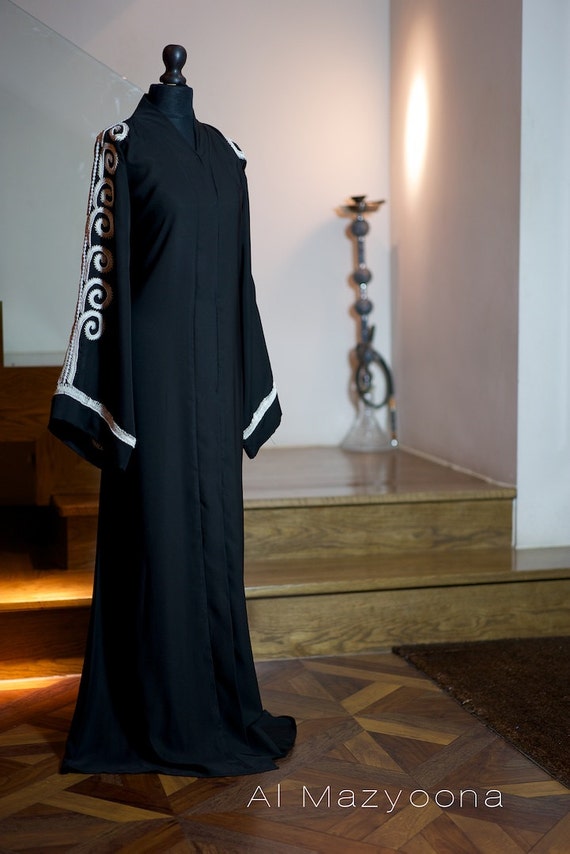 Al Mazyoona Black Pearl Abaya Dubai Arabic Jalabiya by 