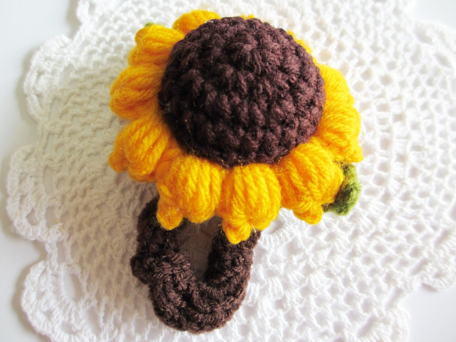 Sunflower Crochet Hair Ties Brown elastic hair ties by Accessinity