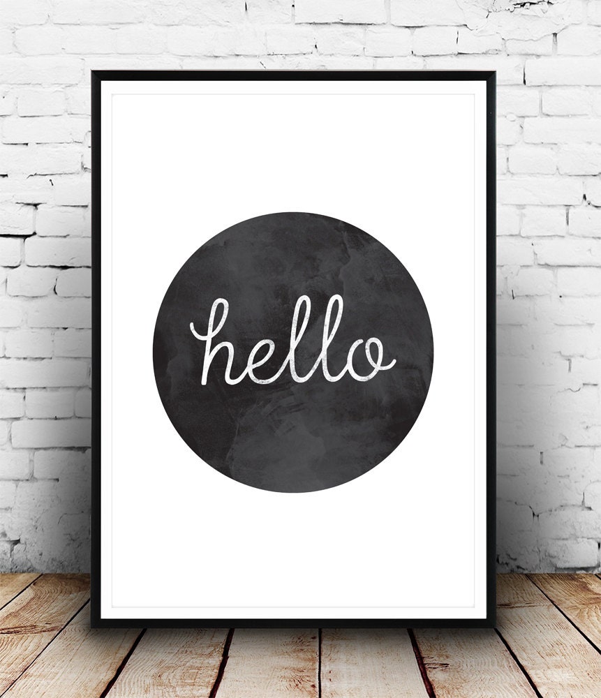 Hello print hello poster hallway print hello home by Wallzilla