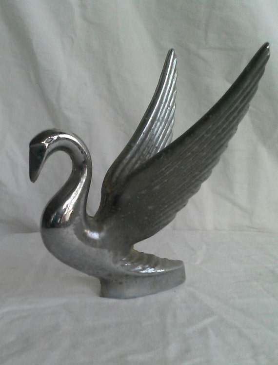 Vintage Swan Car Hood Ornament gas oil auto advertising