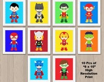 Superhero Wall Print, Superhero Wall Art, Superhero Nursery Decor, Superhero Digital Print