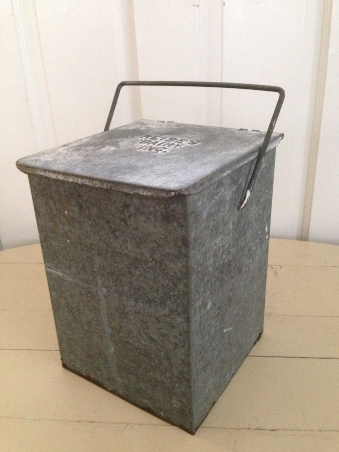 Vintage Metal Milk Box Small Dairy Porch by whatafindantiques