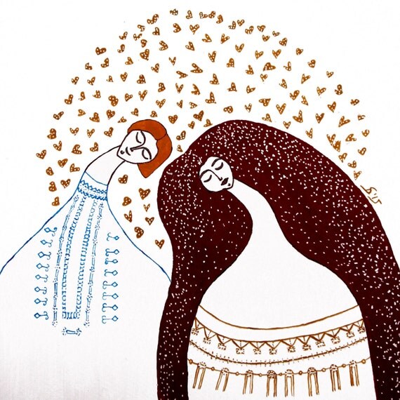 Valentine's Day Romanian Folklore Illustration Print