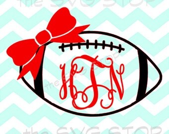 Monogram Football with bow SVG and studio files for Cricut, Silhouette, Vinyl Cutters and Screen Printing