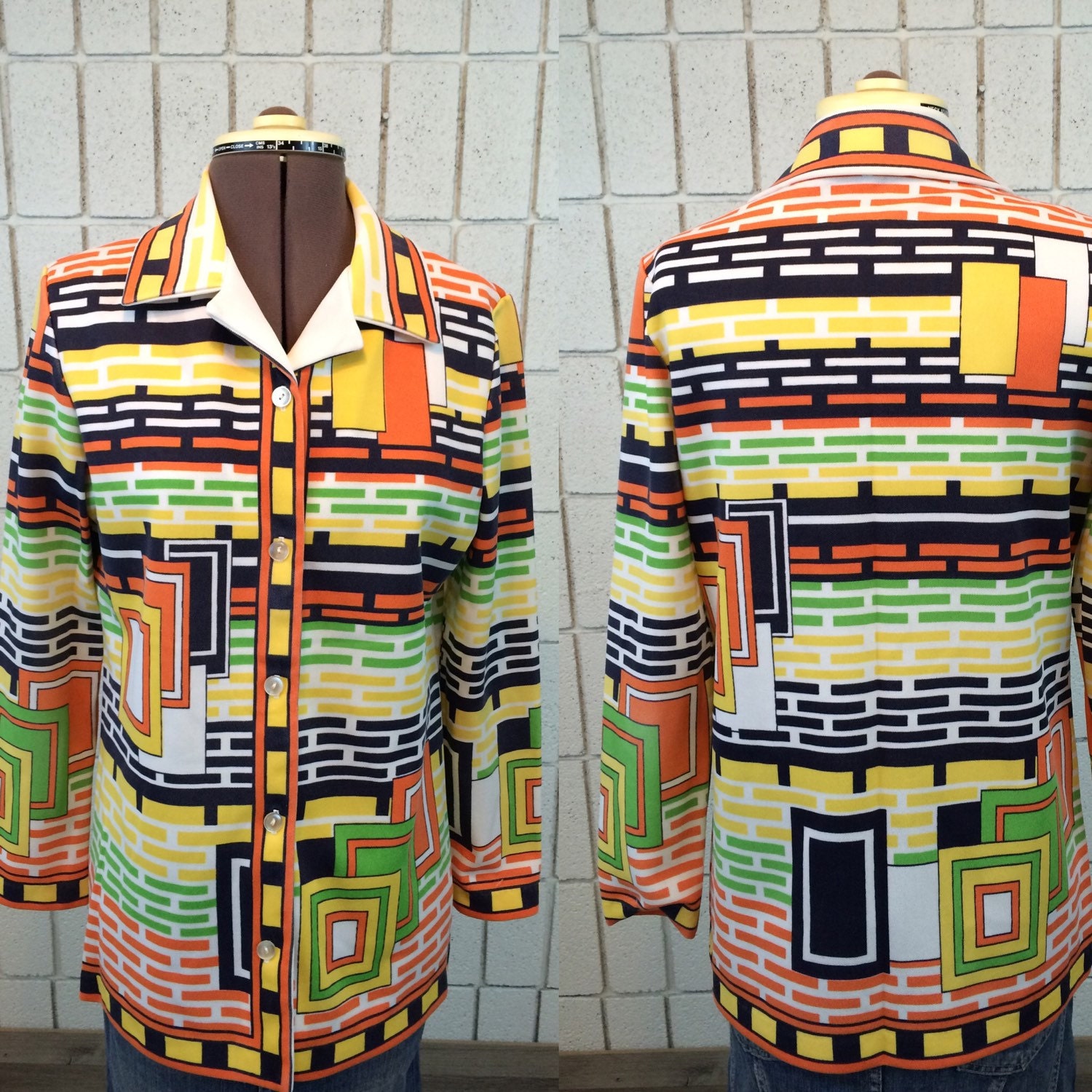 Groovy 1970's Polyester Shirt Top Blouse by SouthBoundVtg