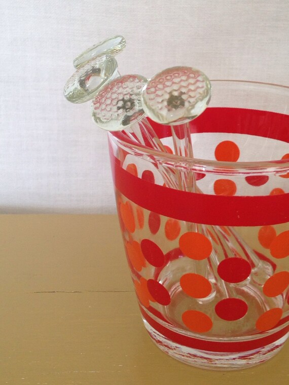 Vintage glass cocktail stirrers glass by JunesSeriousVintage