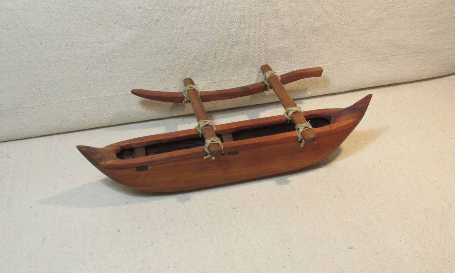 outrigger canoe model done in solid koa wood 2 person canoe